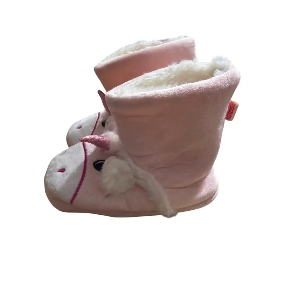 Totes Toasties Toddler Girl Pink Unicorn Slipper Boots Size 9-10